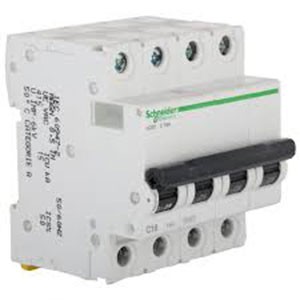 SCHNEIDER ELECTRIC MINIATURE CIRCUIT BREAKER (4P)-xC60 (A9N4P25C)-25A,4P, 10kA, (C Curve)
