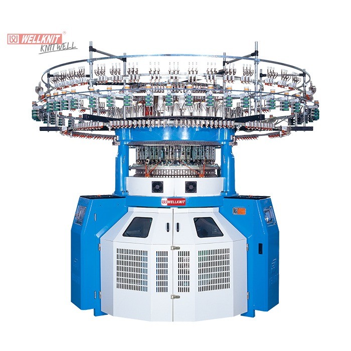 WELLKNIT LACJ 30-38 inch Single Computerized Jacquard Strip & Warp Circular Knitting Machine With 4 Colors For grid Jacquard Fabric